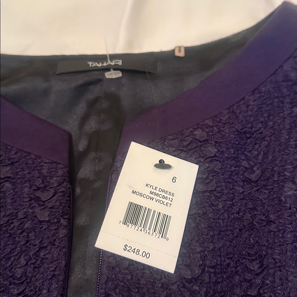 Tahari nwt Sheath Bodycon fitted violet Purple Sleeveless dress size 6 $248